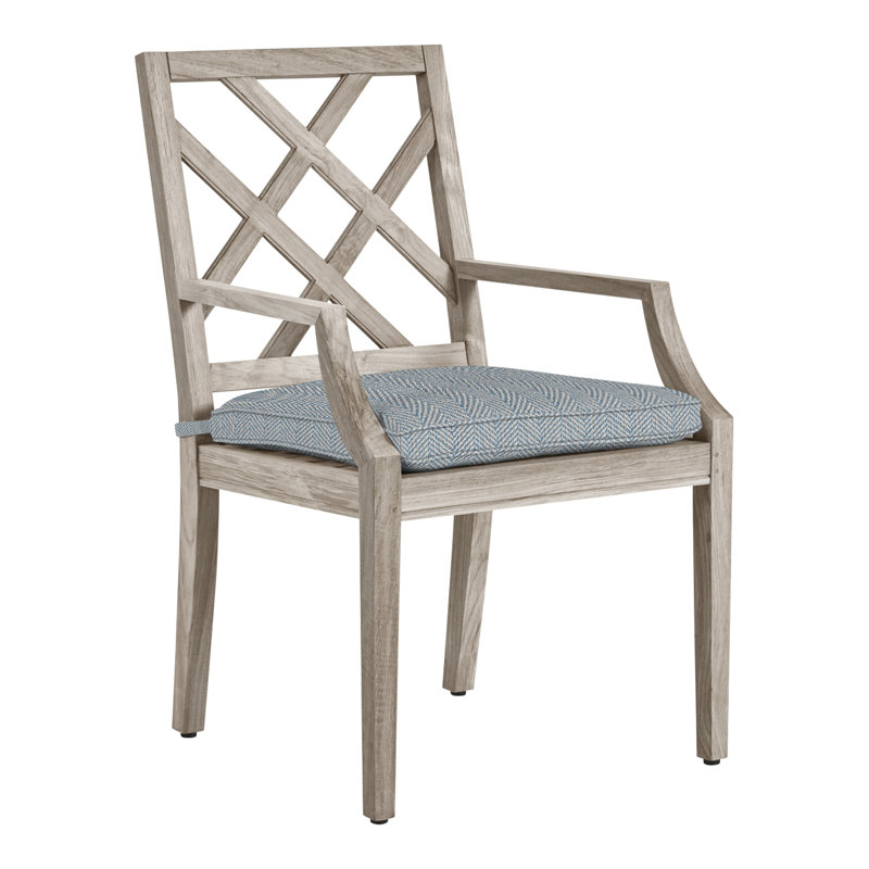 Chaise de patio avec coussins Haley, Teck naturel, Perigold Posh Sky, Auto Welt