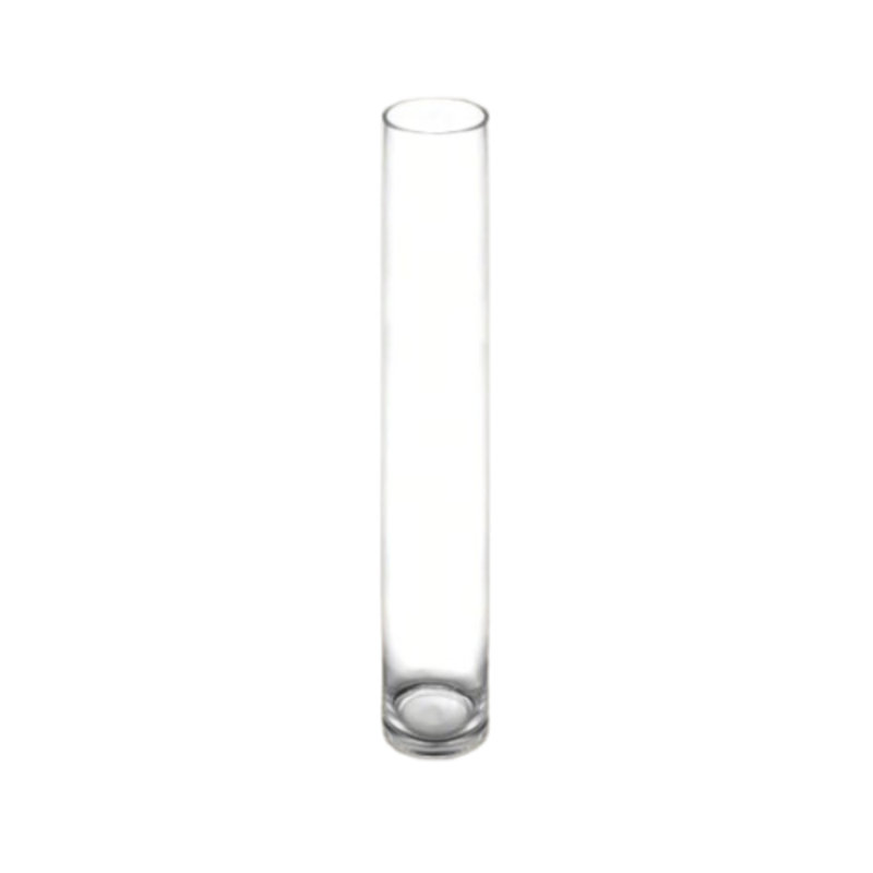 Cylindre en verre transparent, H 20 po x l 4 po x P 4 po