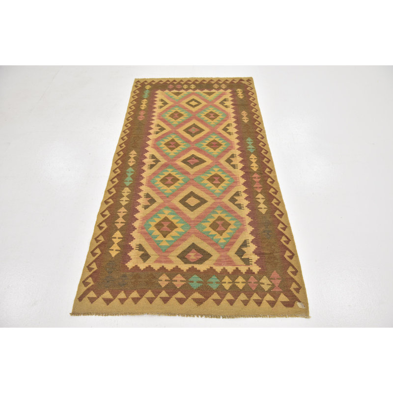 Tapis de pêche en laine 3 pi 4 po x 6 pi 6 po main one-of-kind noué la Lorain