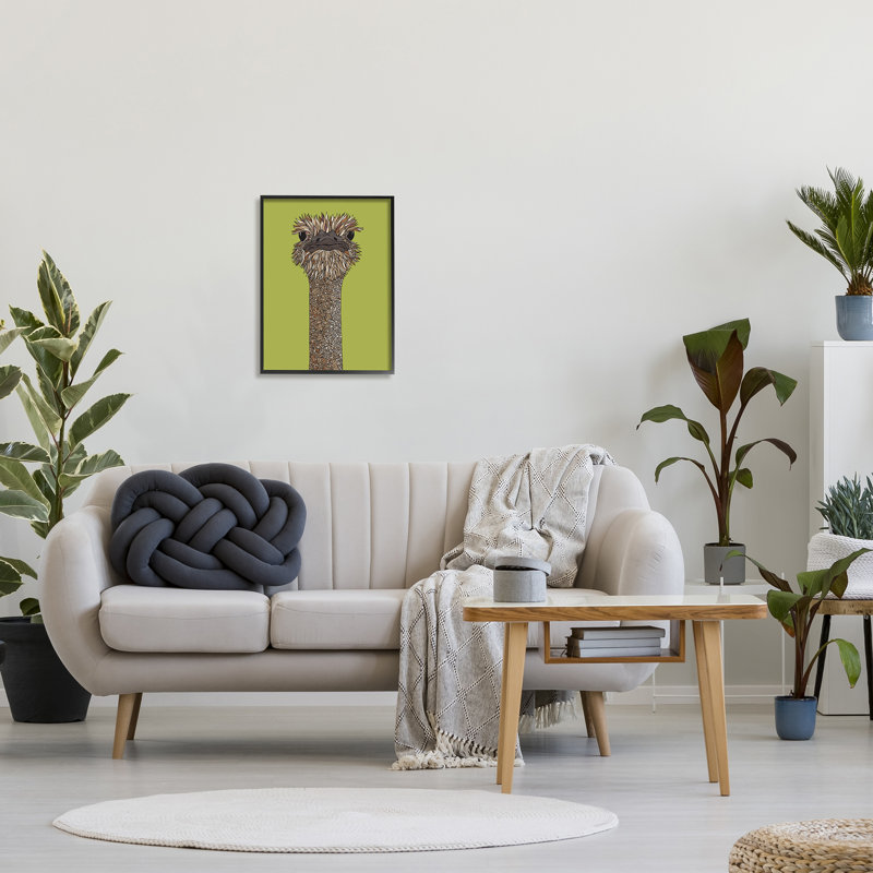 «Détaillé autruche oiseau floral pétales formes fractales» par Valentina Harper - cadre flottant, impression sur toile