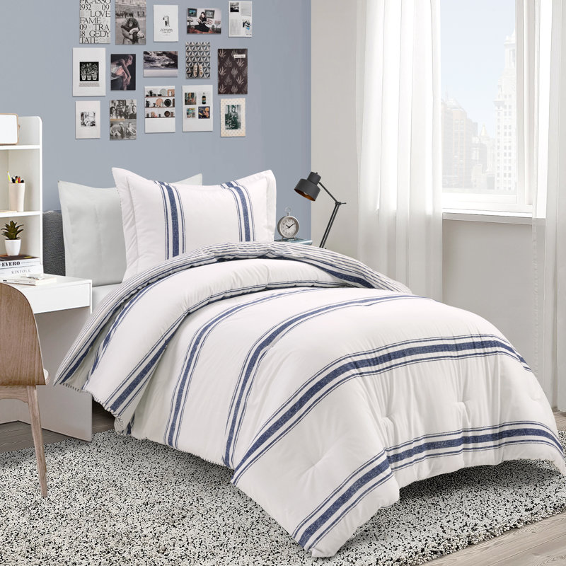 Gray Twin Cotton Reversible Comforter Set