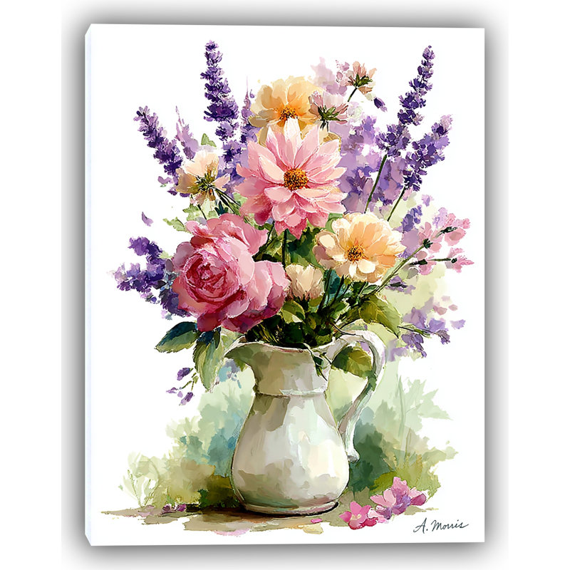 Lavande, art floral sur toile, aquarelle rustique, H 36 po x l 24 po