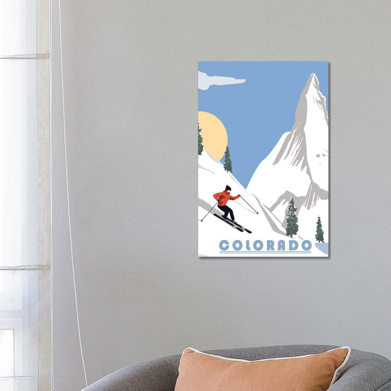 «Skiing In Colorado» par Fly, impression sur toile tendue, H 26 po x l 18 po x 1,5 po