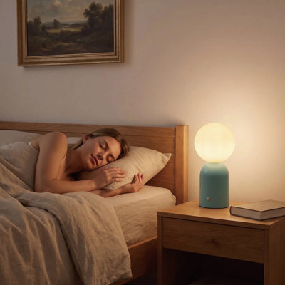 10.8" Cordless Rechargeable LED Table Lamp with Opal Glass Shade, Touch Dimming, Portable Indoor & Outdoor Light