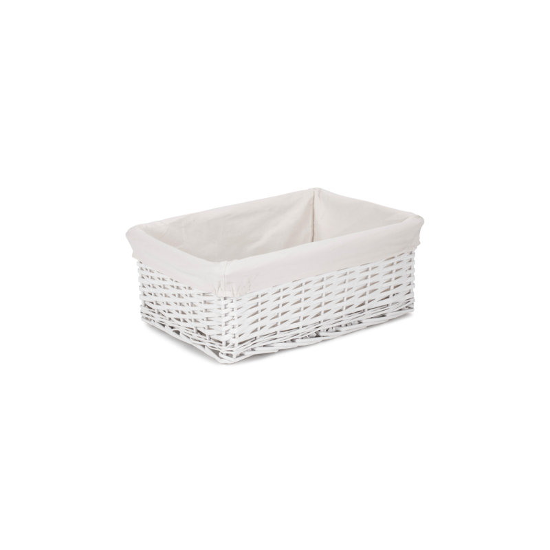 Shinde Wicker Lined Storage Basket, 14cm H x 30cm W x 18cm D, White