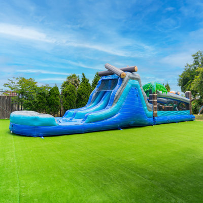 XJUMP Tropical Commercial Grade Obstacle Course with dual lane slide deep pool all ages(with Blower)
