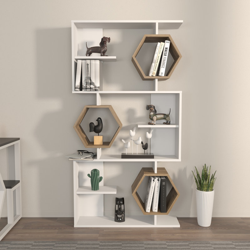 Lile 171cm H x 90cm W Bookcase, White/Brown