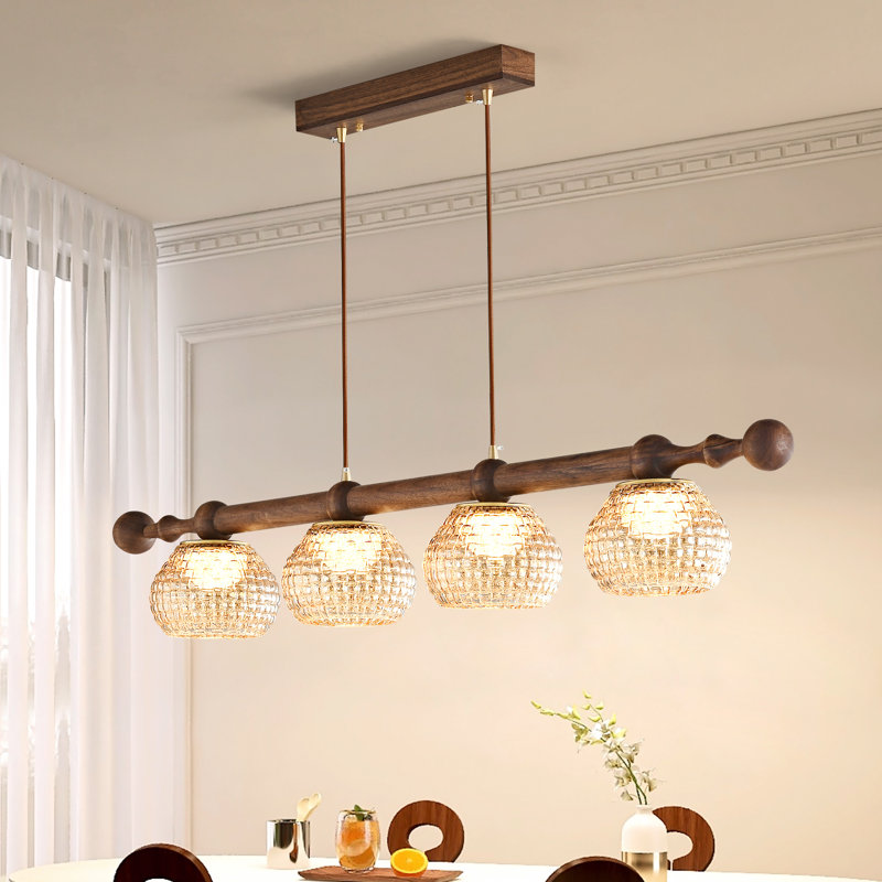 4-head North American black walnut solid wood pendent lights
