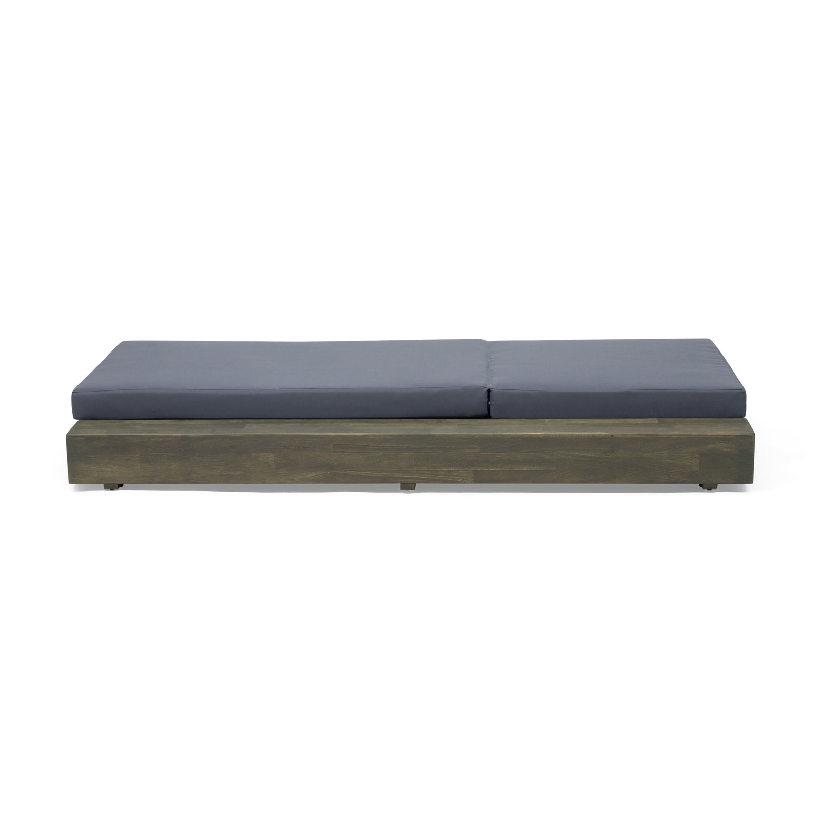 Donnie 39'' Outdoor Acacia Chaise Lounge, Sandblast Gray Frame / Dark Gray Cushion
