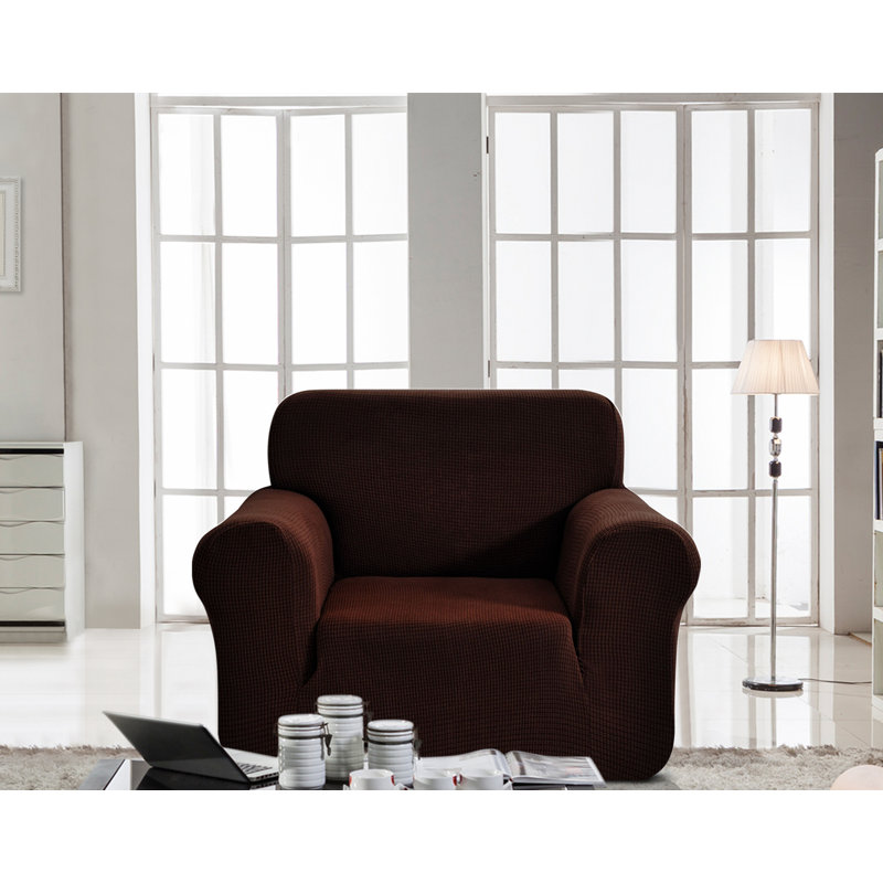 Housse pour fauteuil à coussins carrés, Brun