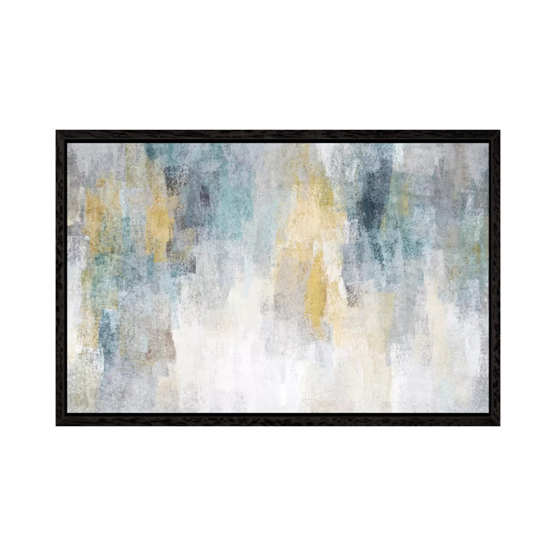 Blue And Yellow Expression I by Irena Orlov - Painting on Canvas, 66.04cm H x 101.6cm W x 3.81cm D, Black Floater Framed