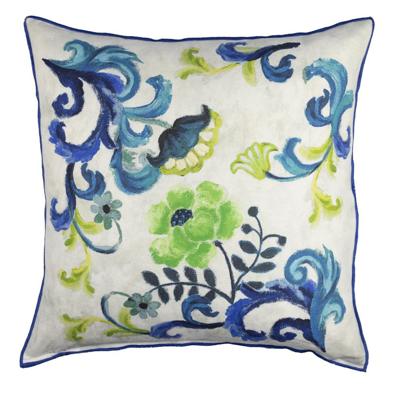 Osier Damasse Decorative Pillow, Cobalt