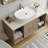 Modern 39.4 Wall-Mounted Bathroom Vanity with Oval Ceramic Sink Floating Vanity Multi-Layer Solid Wood Cabinet Soft-Close Drawers Open Shelf Storage-2138491226