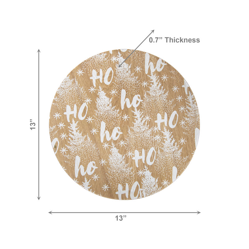 Ensemble de 6 assiettes décoratives en bambou blanc Ho Ho Ho, White