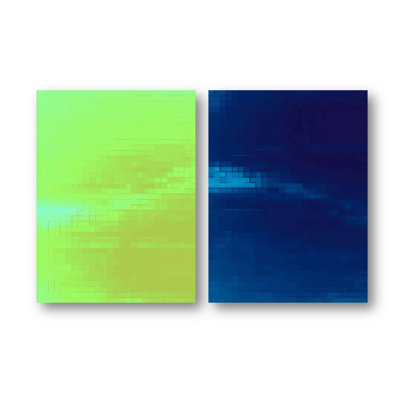 Colour Block Set by John Beard by John Beard - 2 Piece Floater Frame Print Set on Canvas