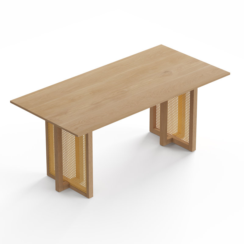 72" Cane Dining Table, Natural