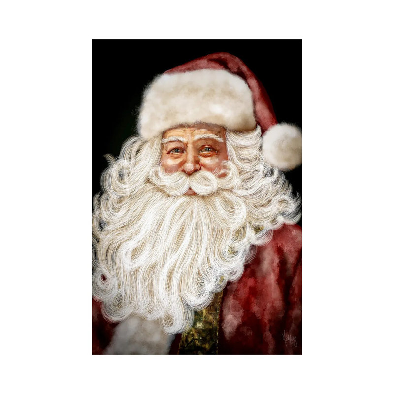Père Noël rouge - reproduction d'art sur toile tendue, H 18 po x l 12 po