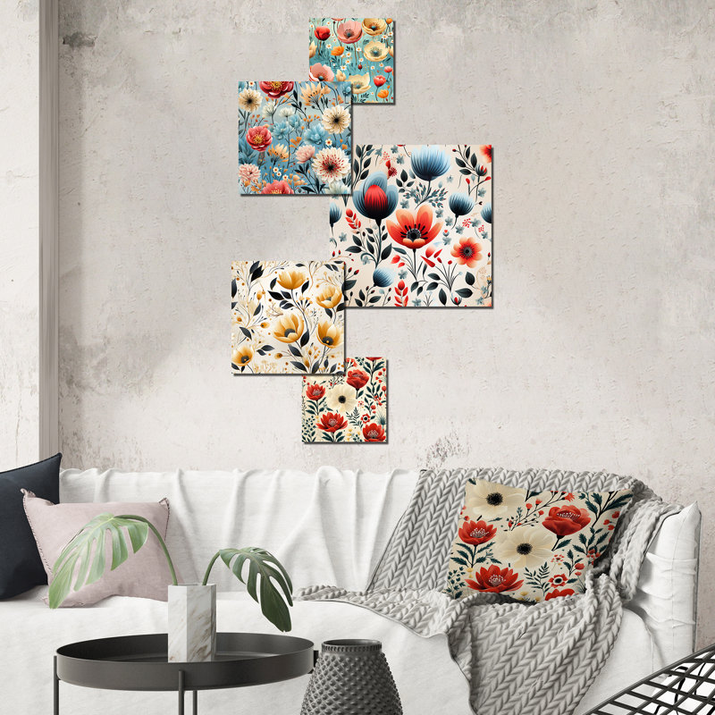 Wallner - ensemble d'art mural floral de 5