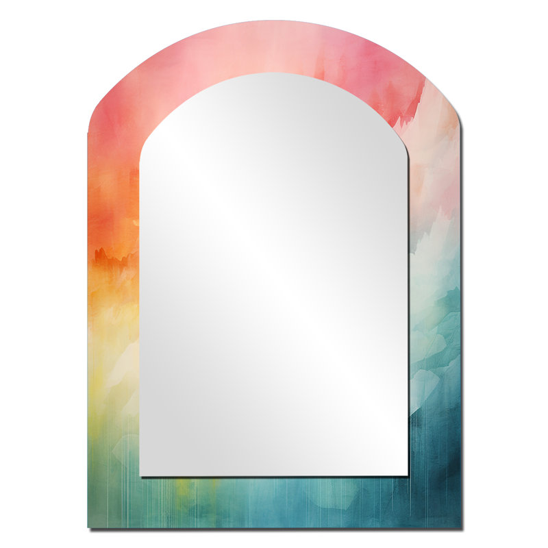 Miroir mural Watercolor Northern Lights I - Red Traditional, 34 po x 25 po