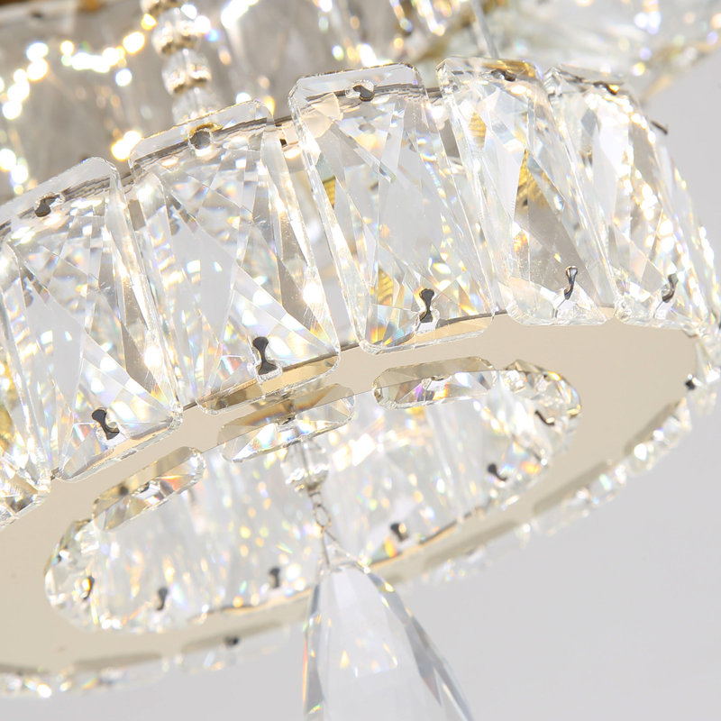 Lustre en cristal à 2 niveaux DEL, Gold