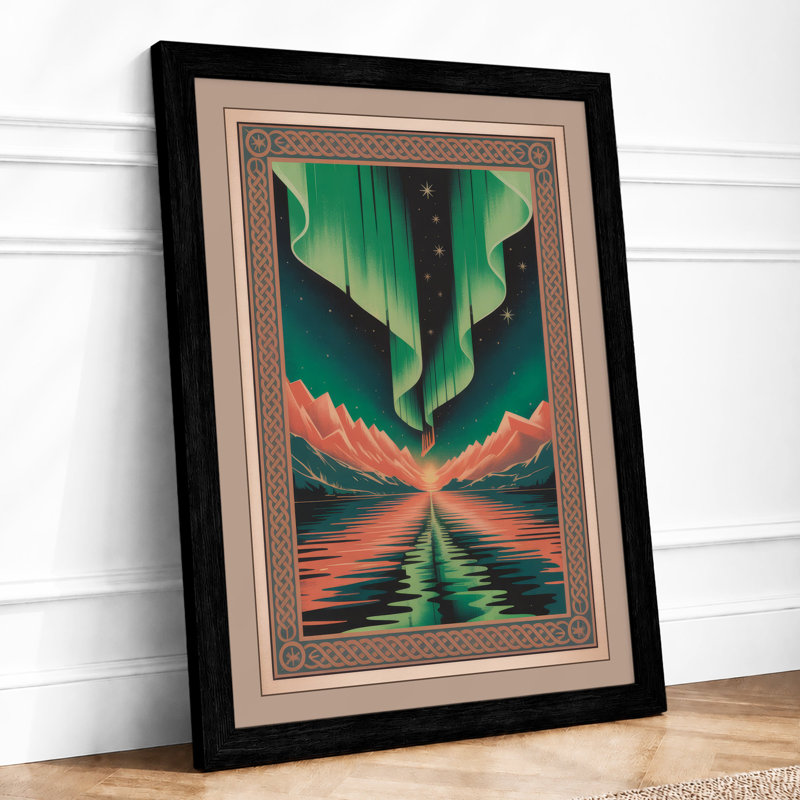 Aurora Light Horizon Geometric - Print, A2 - 59.4 x 42.0 cm, Black