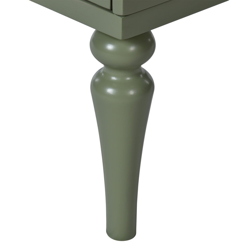 Green Solid Wood Freestanding Bathroom Vanity with Resin Sink