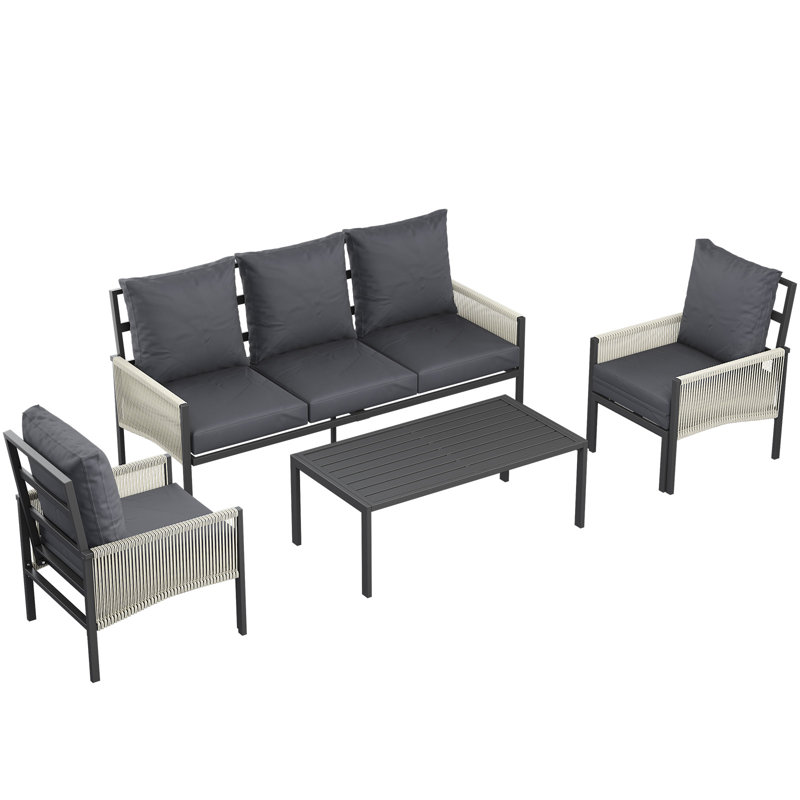 Aluminum Patio Furniture Set 5/4 Seats Outdoor Sectional Couch With Coffee Central Table Patio Conversation Setst