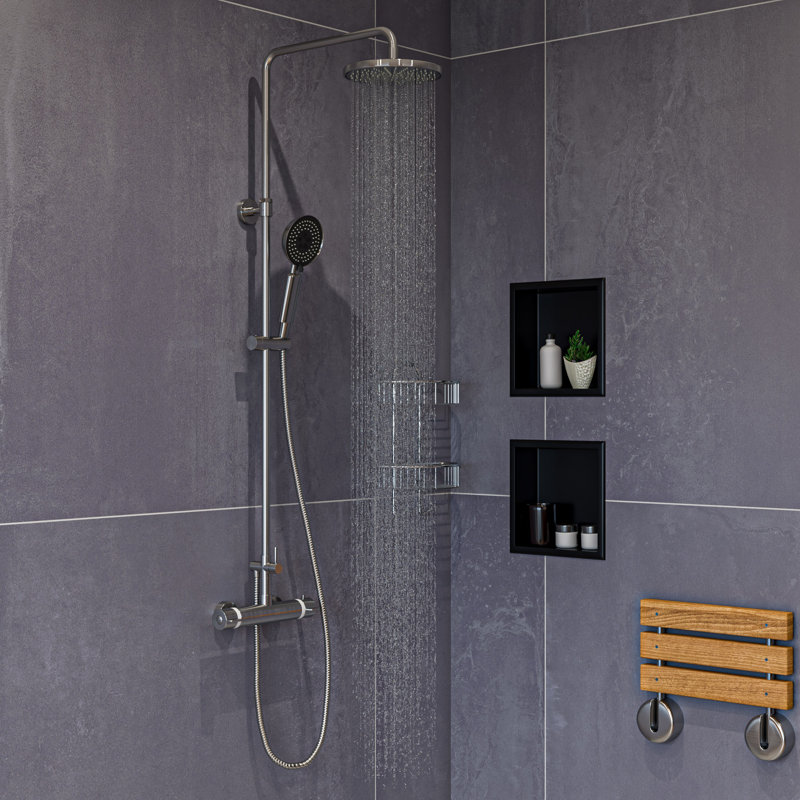 Complete Shower System with Rough in-Valve, Brushed Nickel