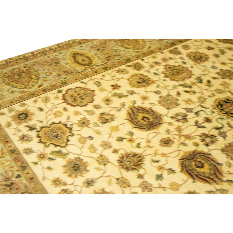 Tapis brun et bleu clair de haute qualité noué à la main