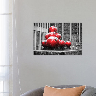 New York Christmas Decoration Red,New York City 1 Piece Wrapped Canvas Wall Art