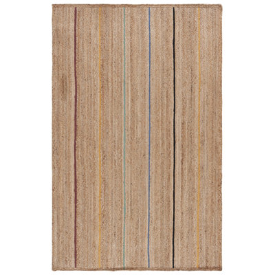 Armgart Natural Fiber Flat Weave Jute Striped Rug