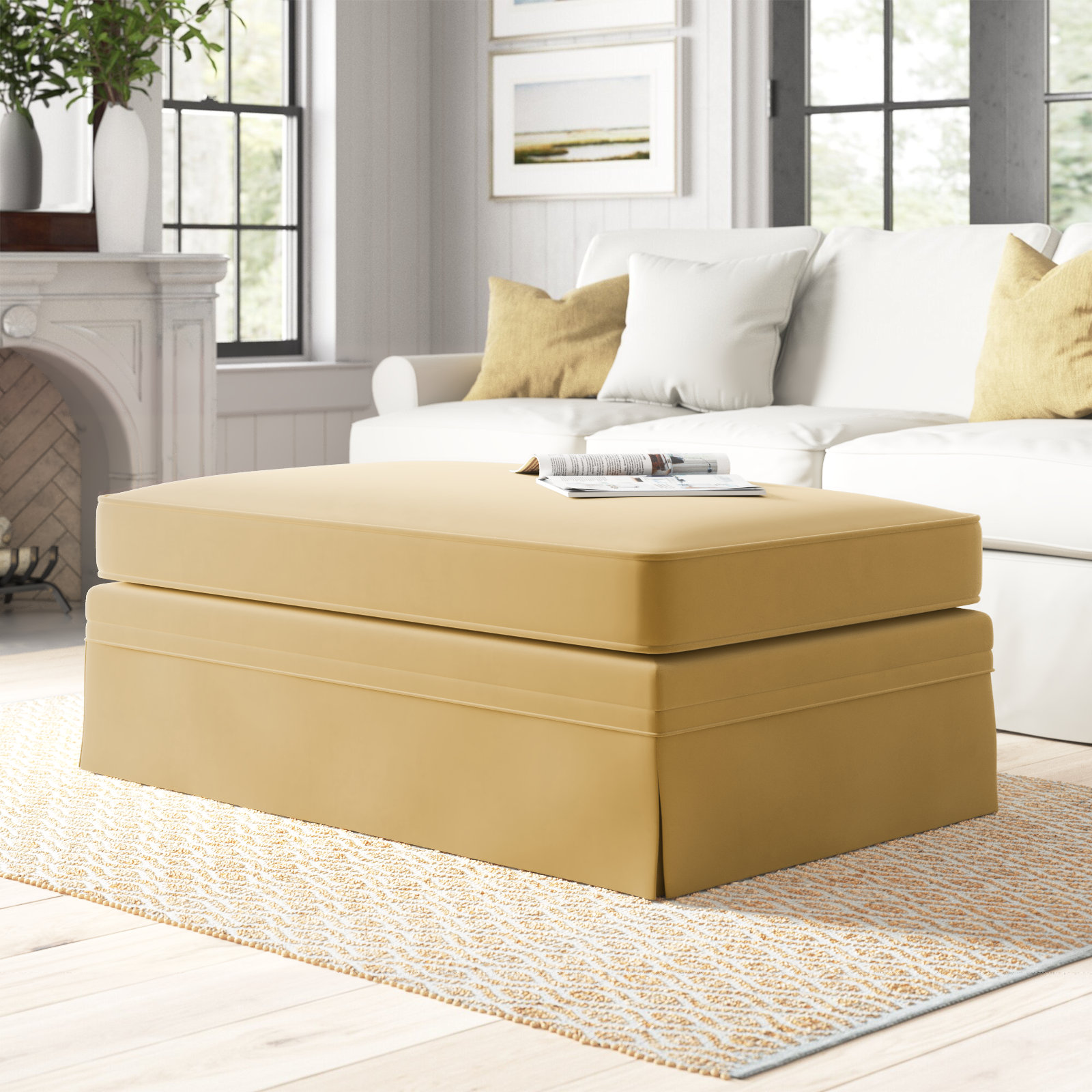 Shelby 47" Ottoman, Bayou Sunshine Canvas