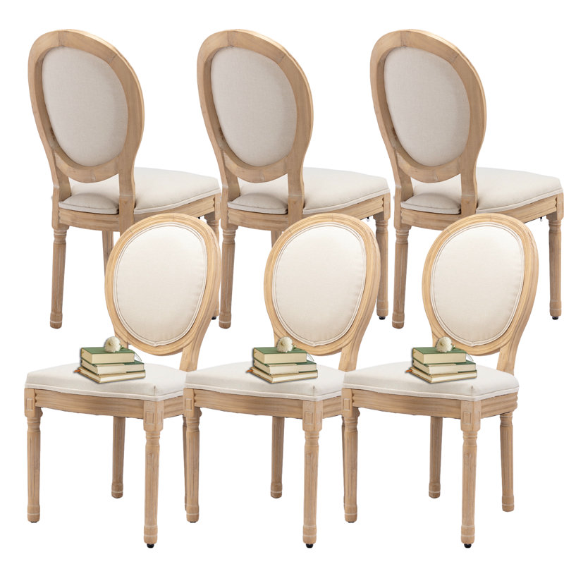 Chaises de salle à manger Moll, Beige, 6, Bois naturel