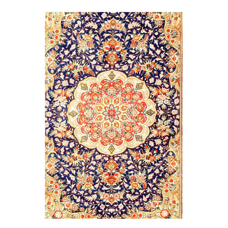Munmun Oriental Area Rug in Navy Blue
