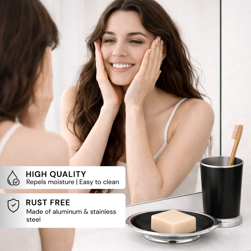 Maebrie 5-Piece Silver Dark Brown Embossed Bathroom Accessory Set - Elegant Christmas Gift Decor