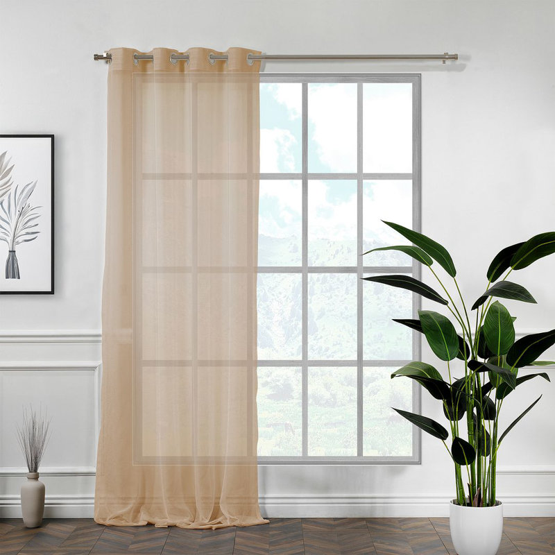Panneau simple extra long et extra large en faux lin, Brun, L 100 po x L 276 po