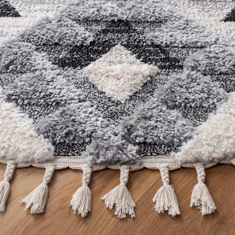 Tapis performance à poil long à pampilles à motif marocain, Tapis de couloir 2 pi 3 po x 16 pi
