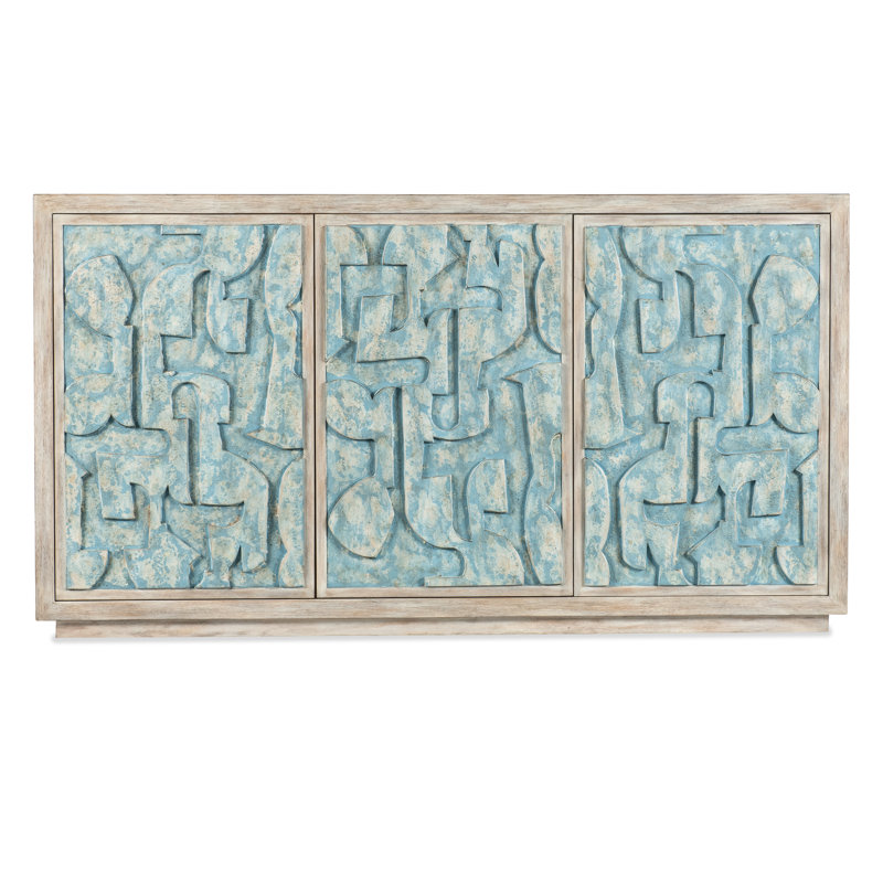 Pikaso Blue and White Oak Veneer Credenza