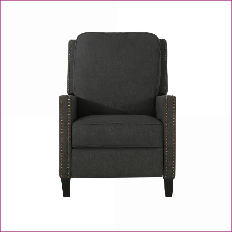 Recliners, 27.5'' Wide Contemporary Manual Pushback Recliner | Dark Grey Fabric, Grey