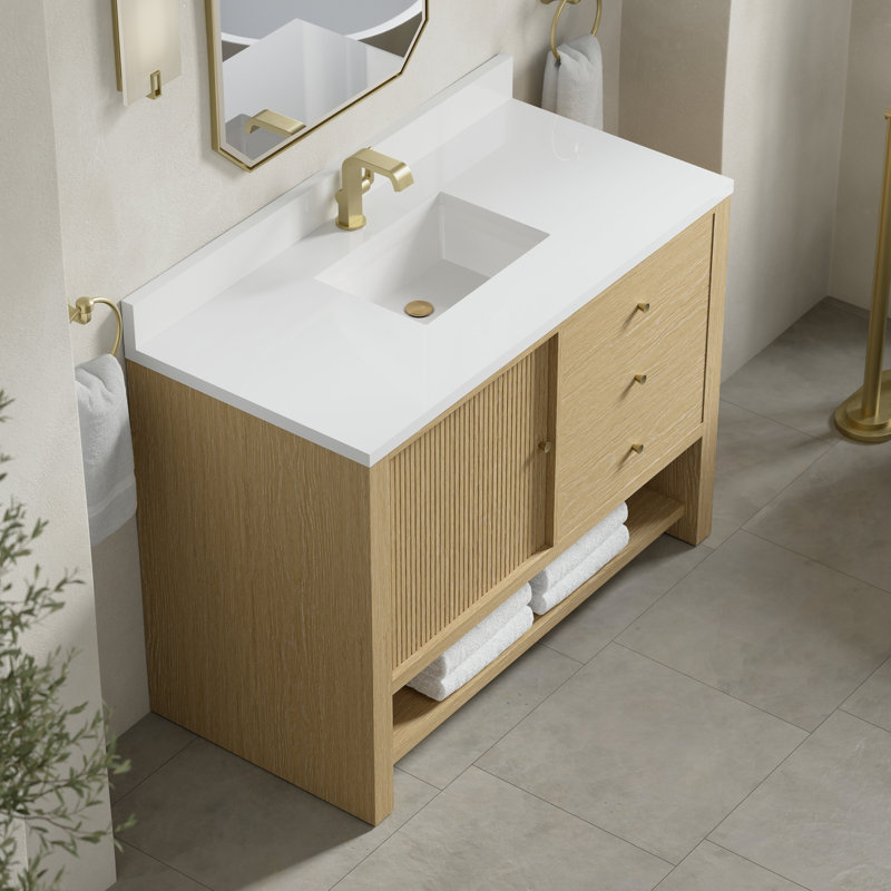 Marigot 48'' Single Bathroom Vanity with Top, White Zeus, Single-Hole