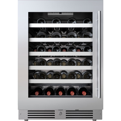 24 Inch Wide 45 Bottle Capacity Single Zone Wine Cooler with Alternating (Blue, White, Amber) LED lighting, Door Alarm, Touch Control Panel and Lockable Right Hinged Door