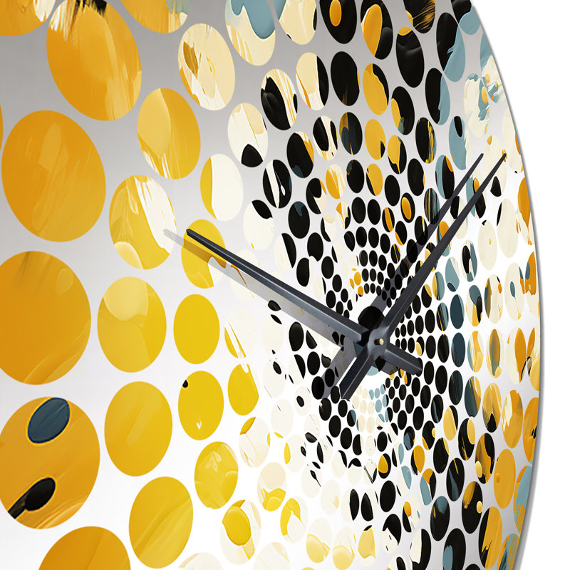 Horloge murale jaune et noire Painterly Cheeta, Médium