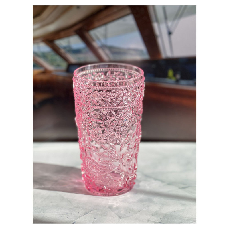 Verres à motif cachemire en acrylique, 17 oz liq., Rose