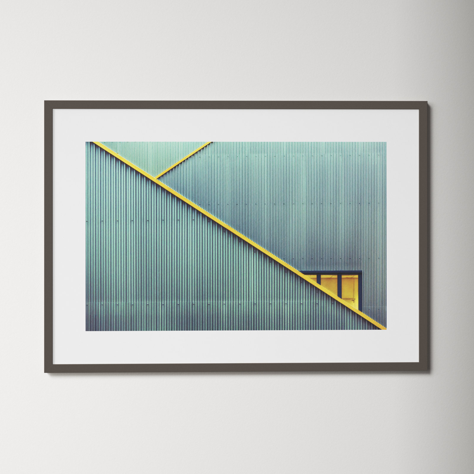 Stairs by Jan Niezen, Gray Framed Paper, 29.25" H x 41.38" W x 0.88" D