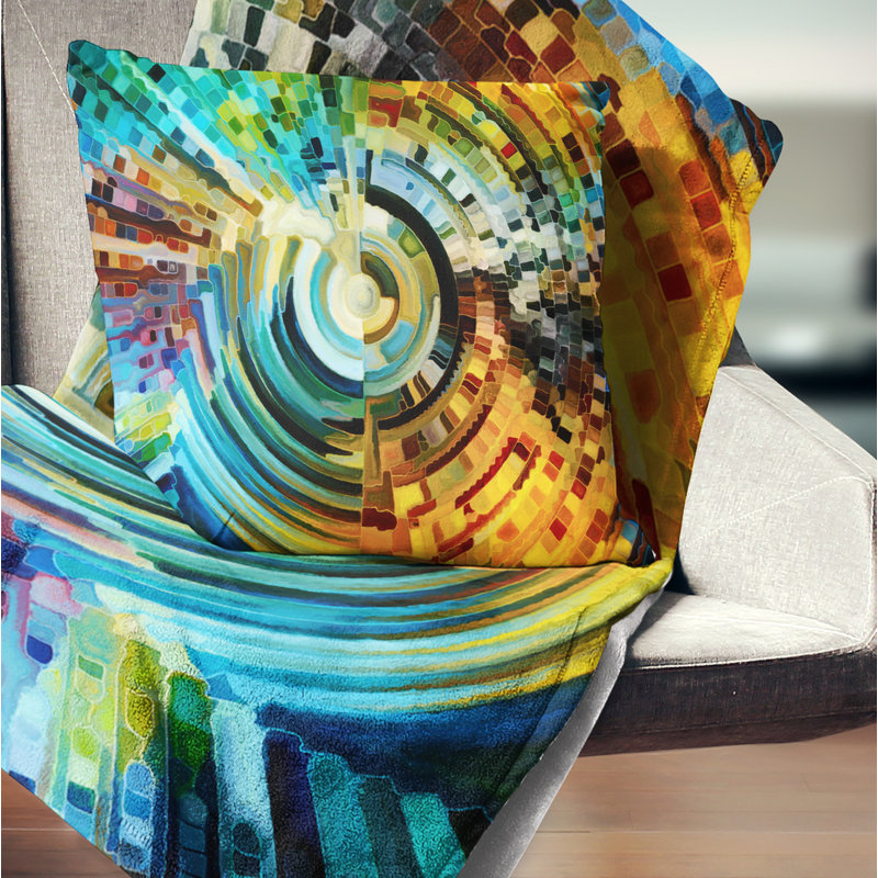 Sentiers de vitrail - Coussin imprimé abstrait, 16 po x 1 po, Coussin décoratif