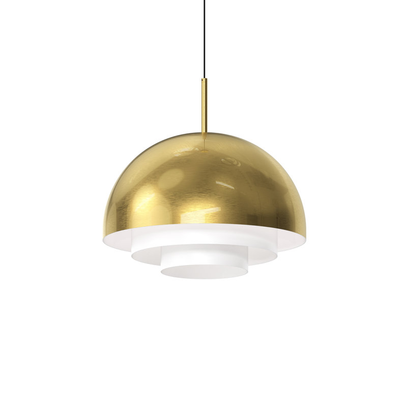 Modern Tiers 1 - Light LED Dome Pendant, Brass, 15.5" H x 16" W x 16" D