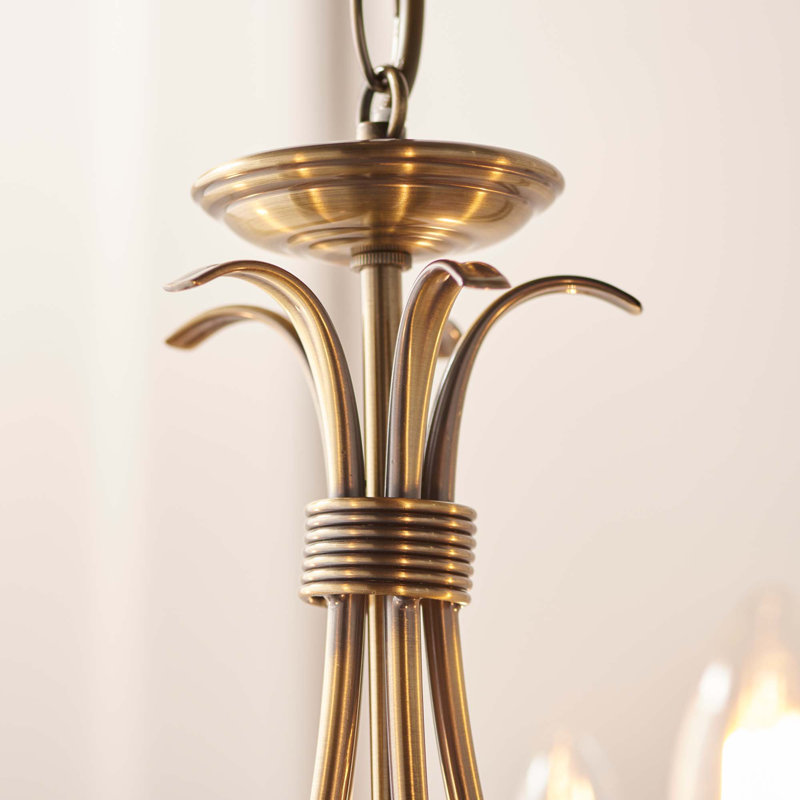 Barney 5 - Light Candle Style Chandelier, Antique Brass