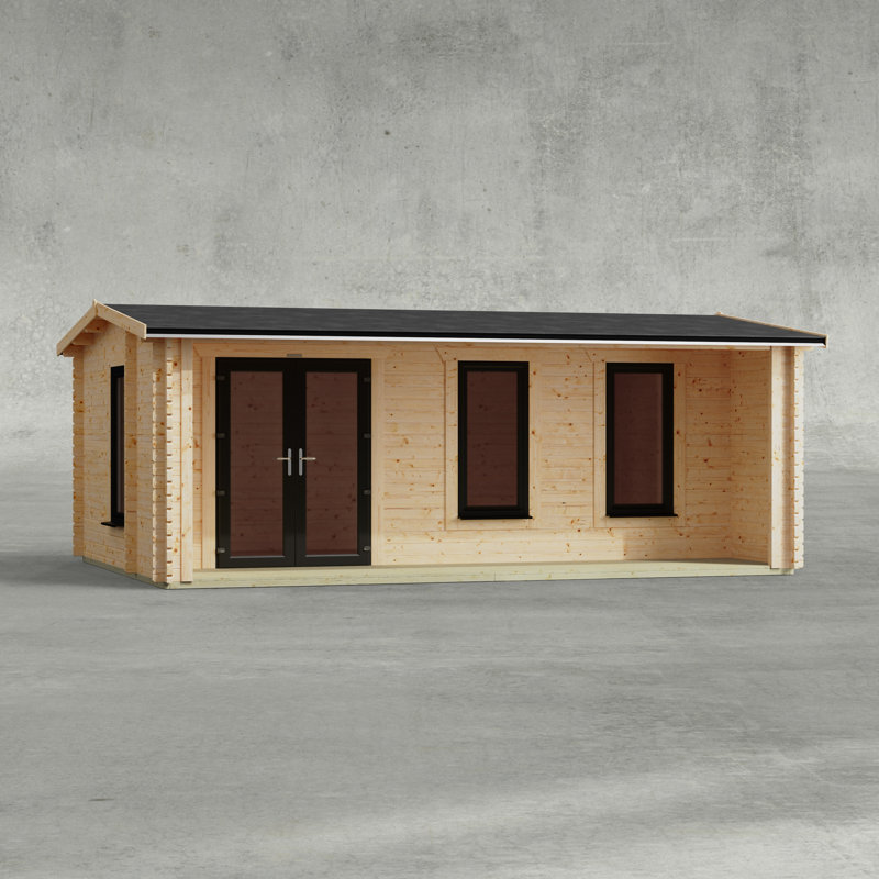Powersheds 16 x 16ft Apex Snug Log Cabin, Doors the the Right - 44mm