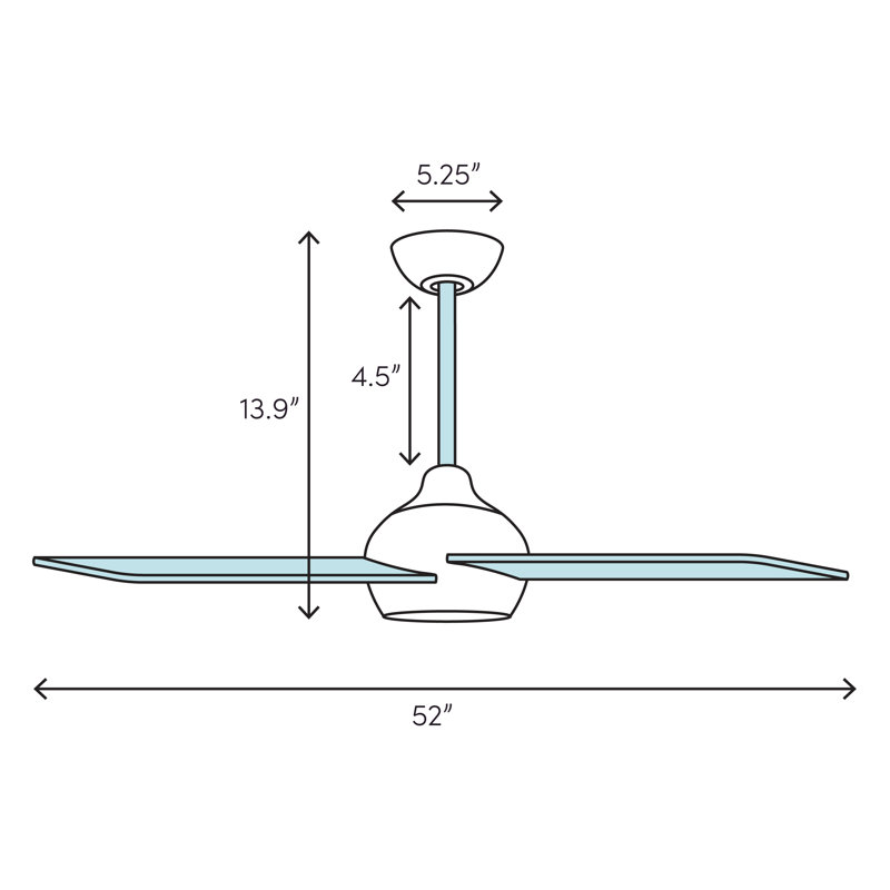 52" Peever 5 - Blade Standard Ceiling Fan in Brushed Pewter with Hickory Blades with Pull Chain