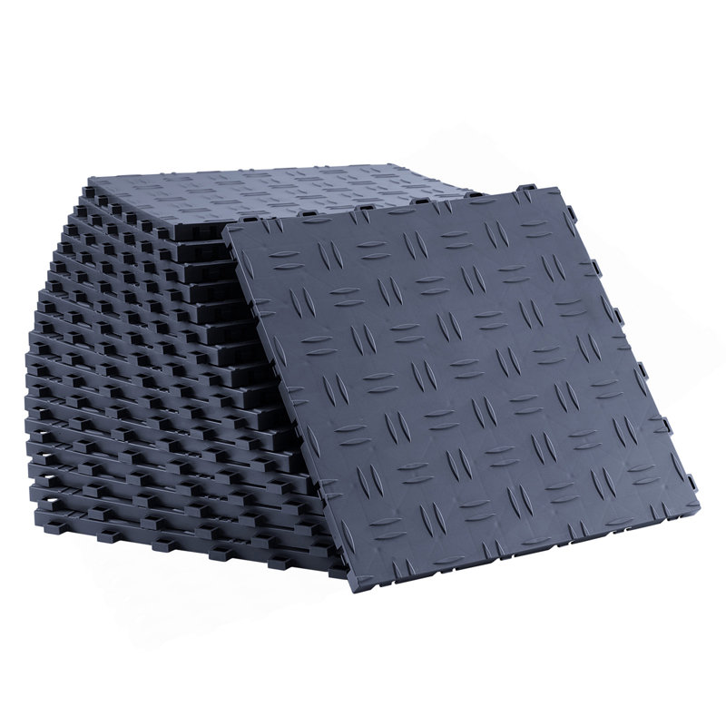 Carreaux de garage à emboîtement, 12 x 12 x 0,53 pouces, paquet de 50 carreaux de revêtement de garage, carreaux de garage antidérapants à texture double face, pour garages, sous-sols, ateliers de réparation, gris graphite